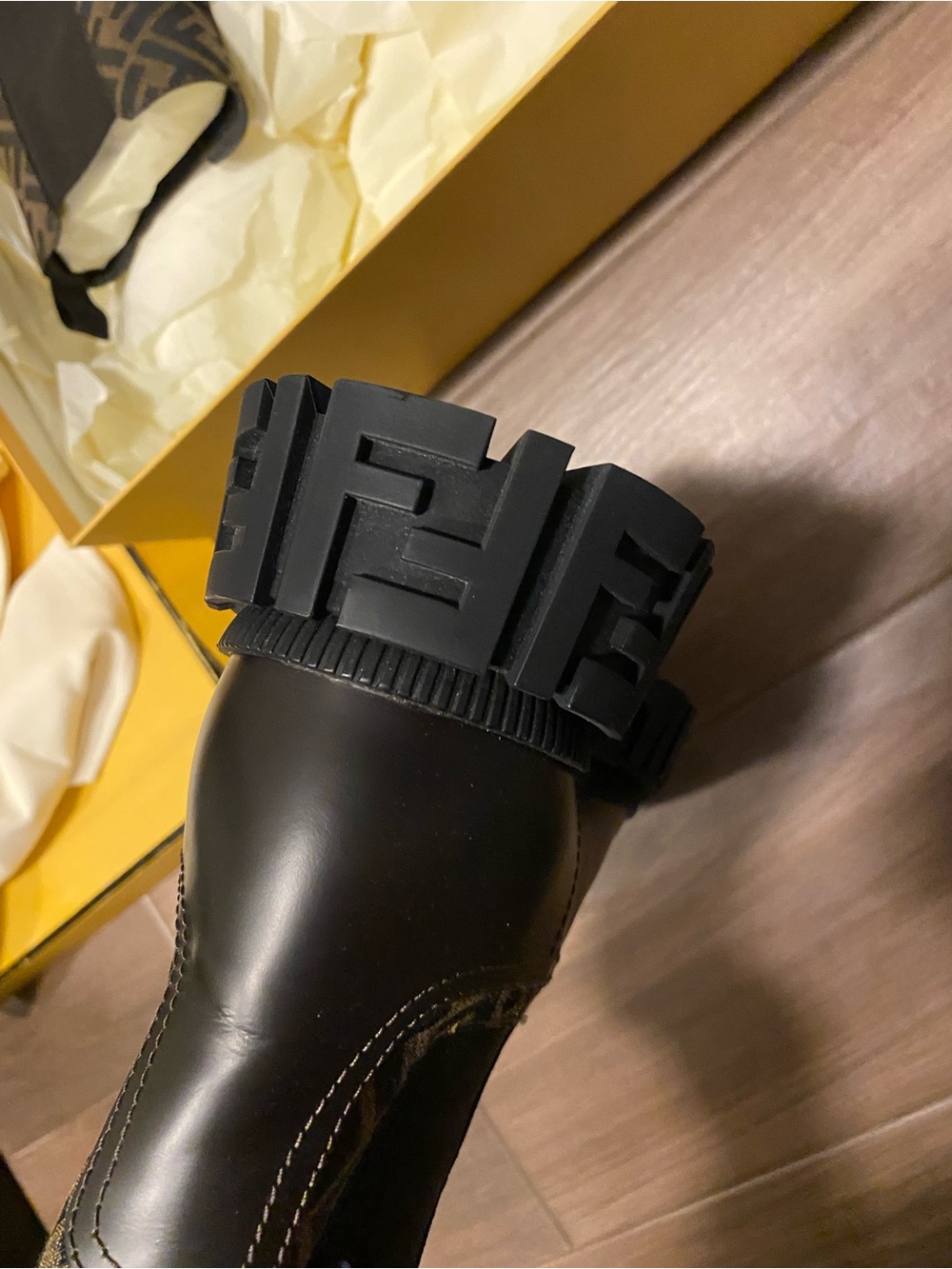 Fendi Men Motif Chelsea Lug Sole Boots in Dark Brown - Picture 2 of 10